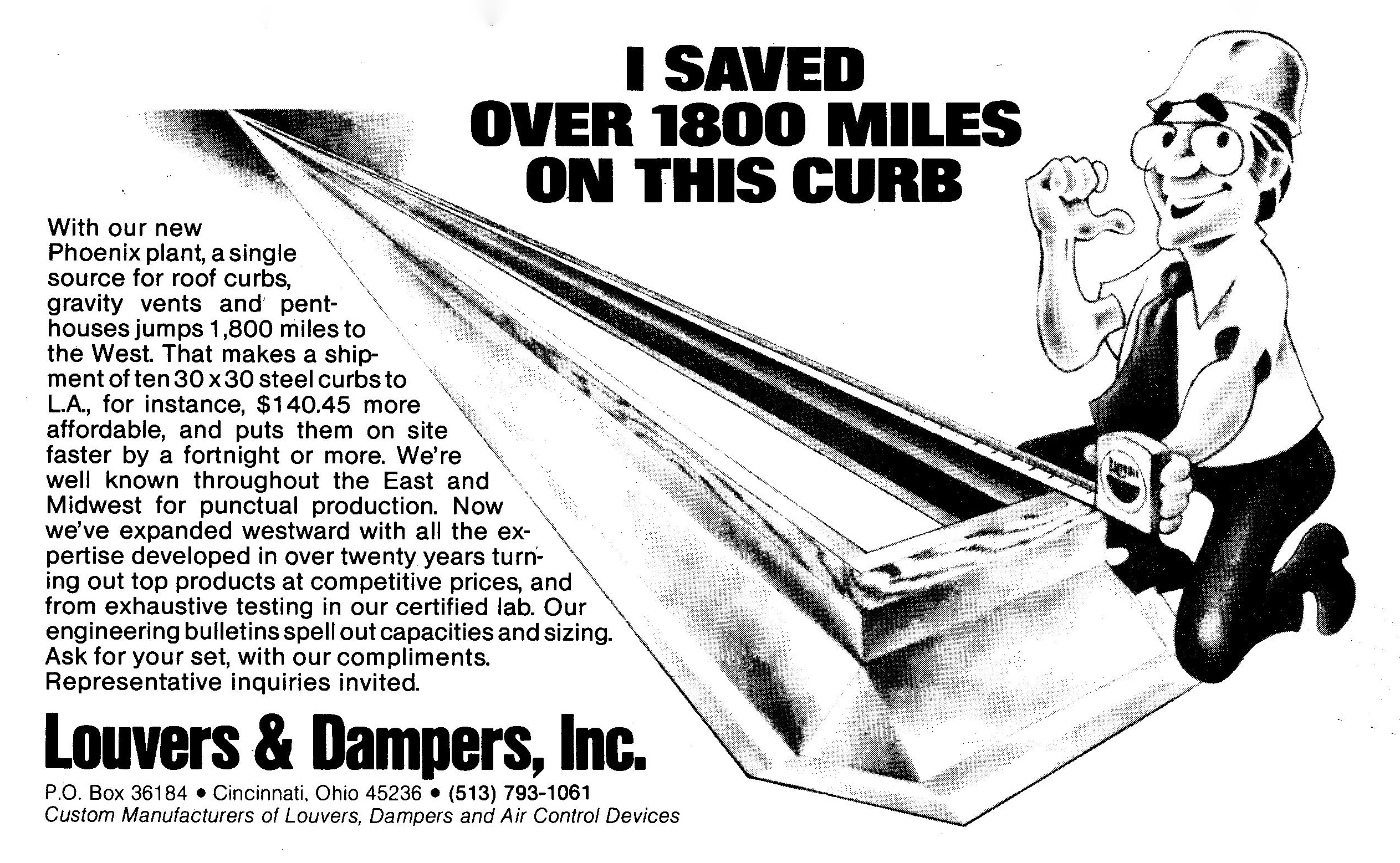 An ad for Louvers & Dampers placed in a western-states trade journal.