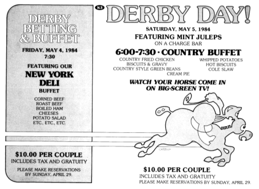 A flier for a Derby Day at a country club.