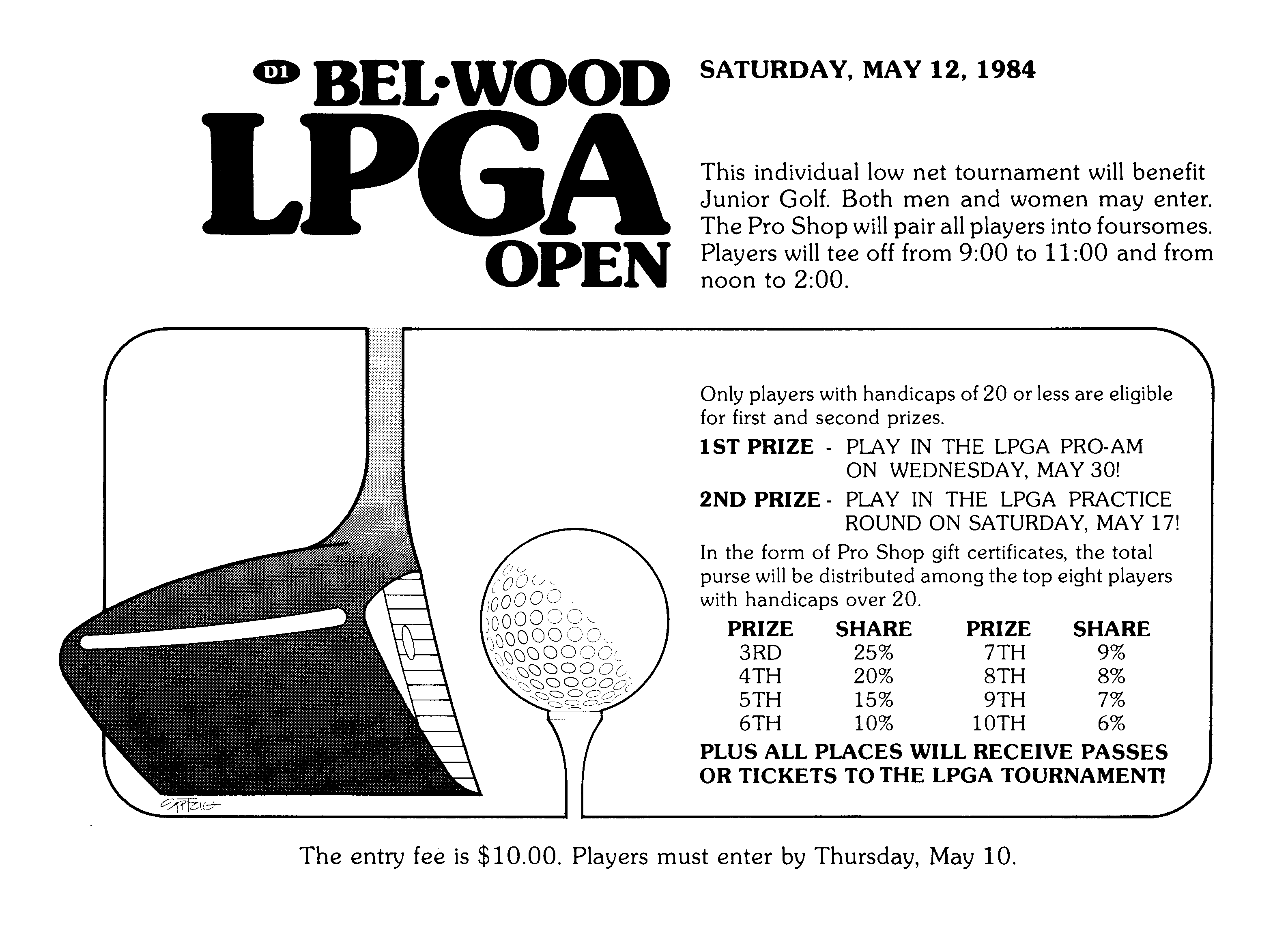 A flier for an LPGA golf tournament at a country club.