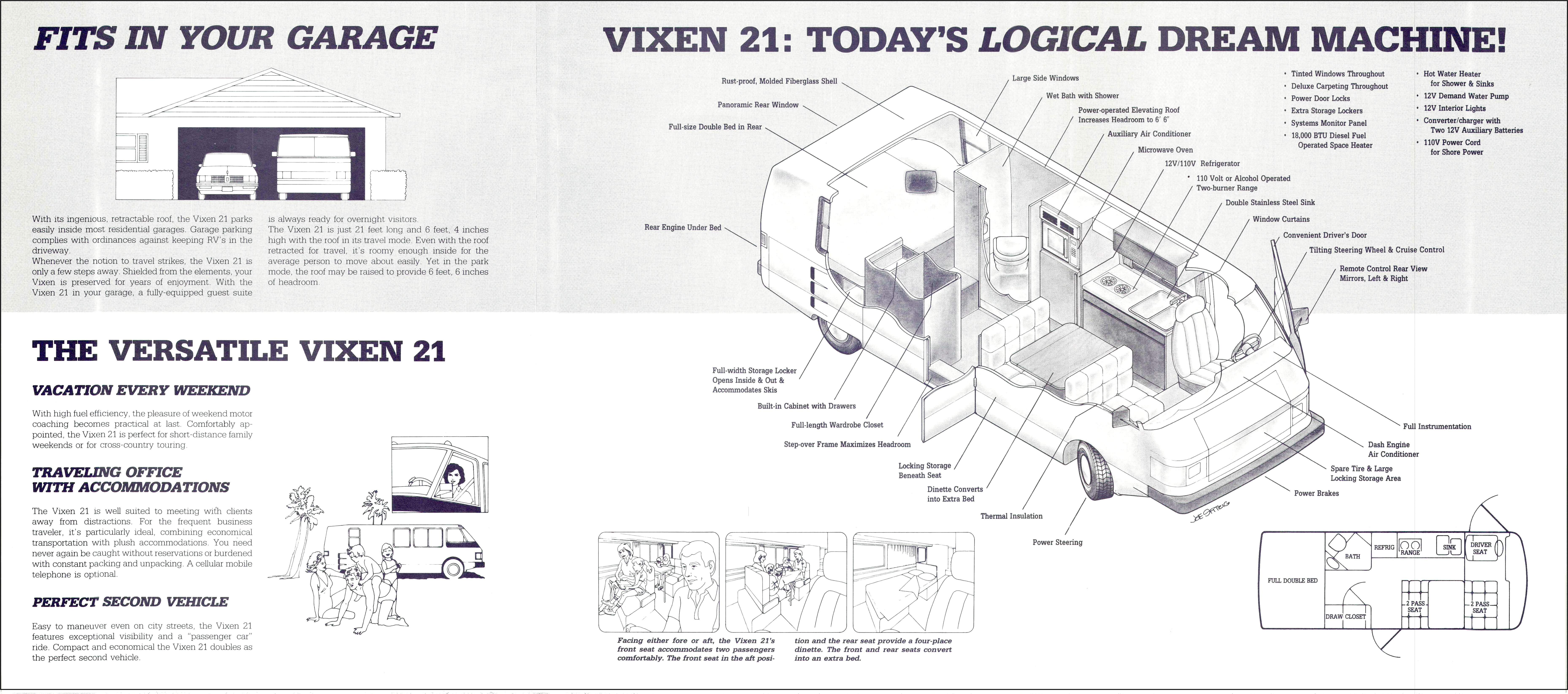 Motor-home brochure three-page spread.